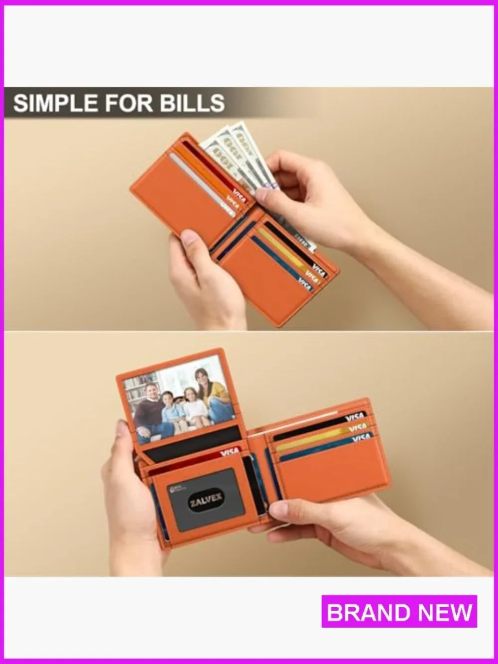 Slim RFID Blocking Leather Wallet Minimalist Bifold Card Holder Gift